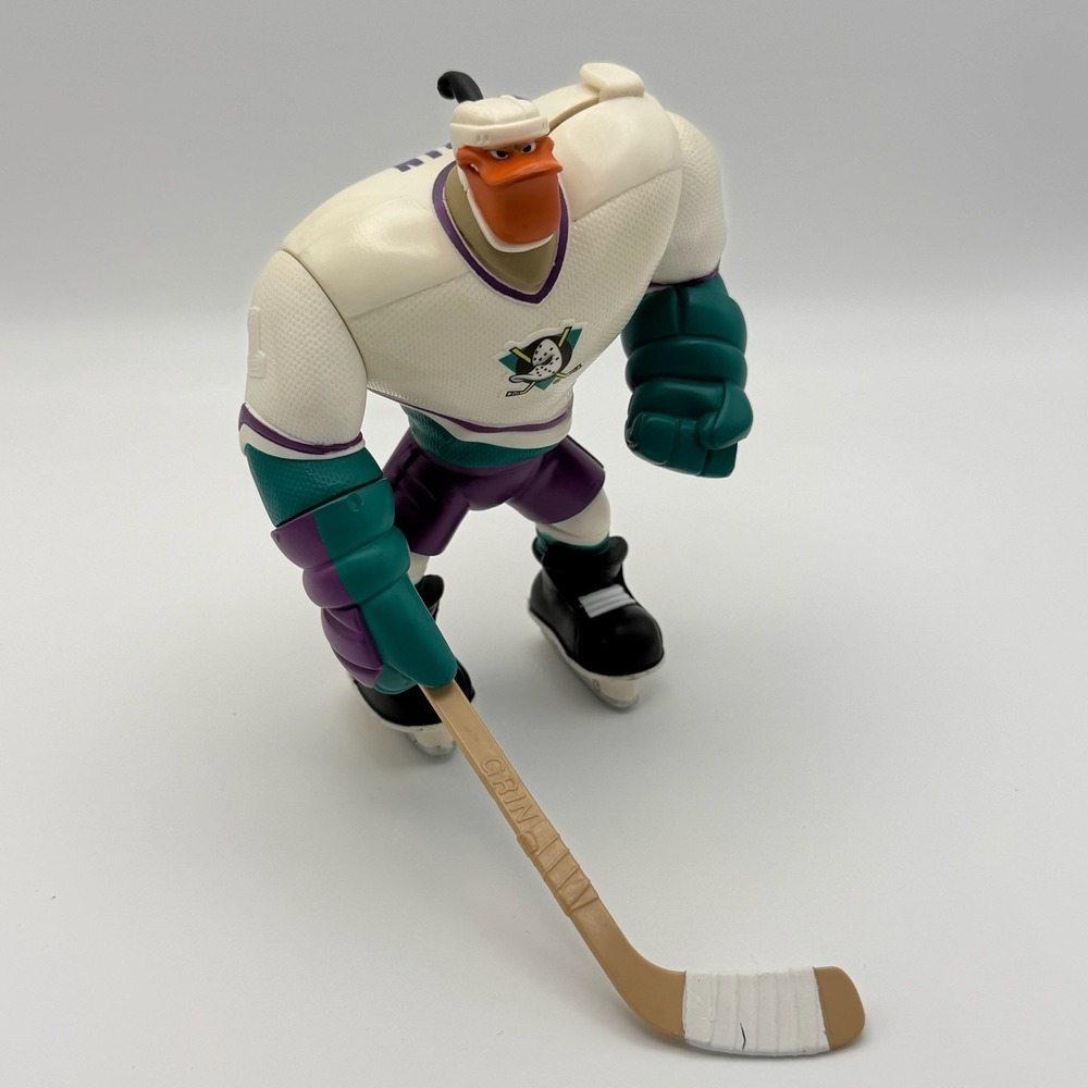 Vintage 1996 Disney Mighty Ducks Bodycheck Grin 6" Hockey Action Figure Toy